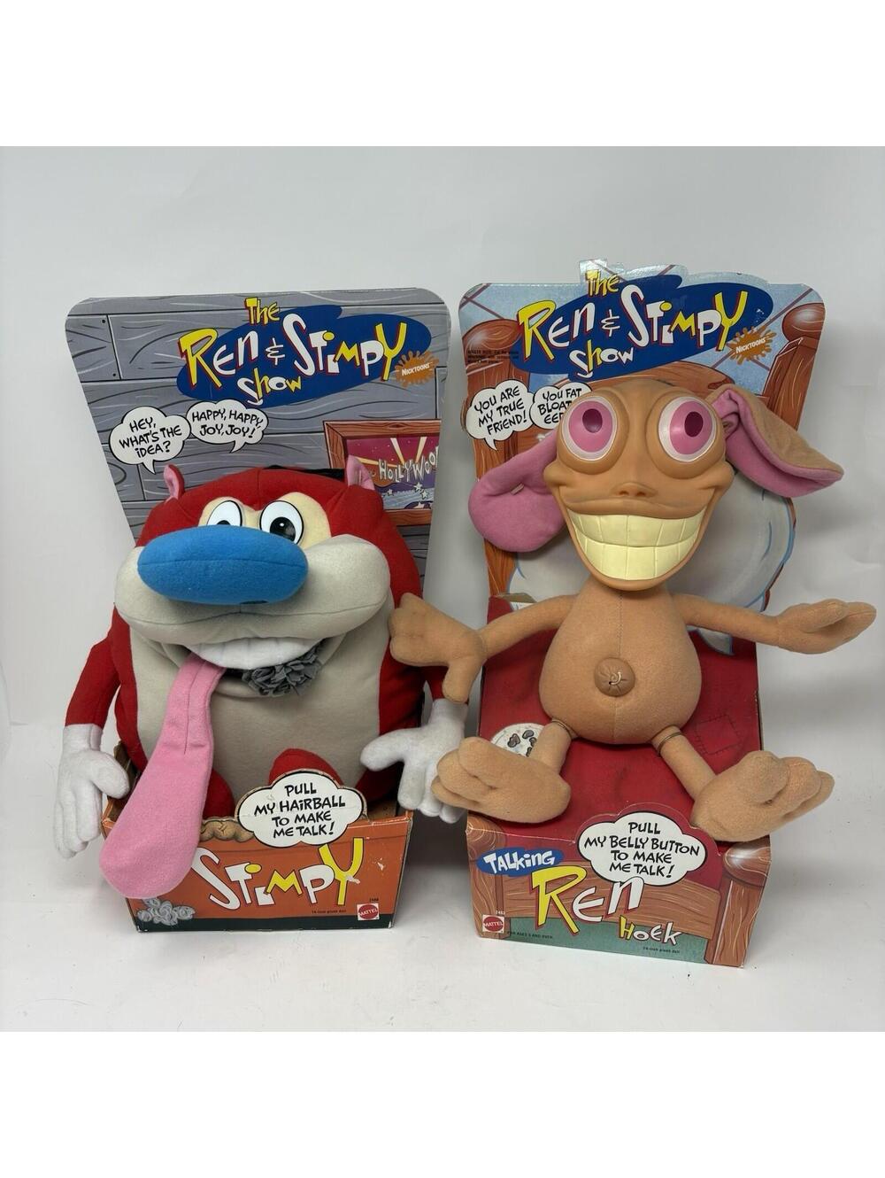 REN and STIMPY 12” Talking Plush YEAR Set of 2 Original Boxes Collectible Mattel